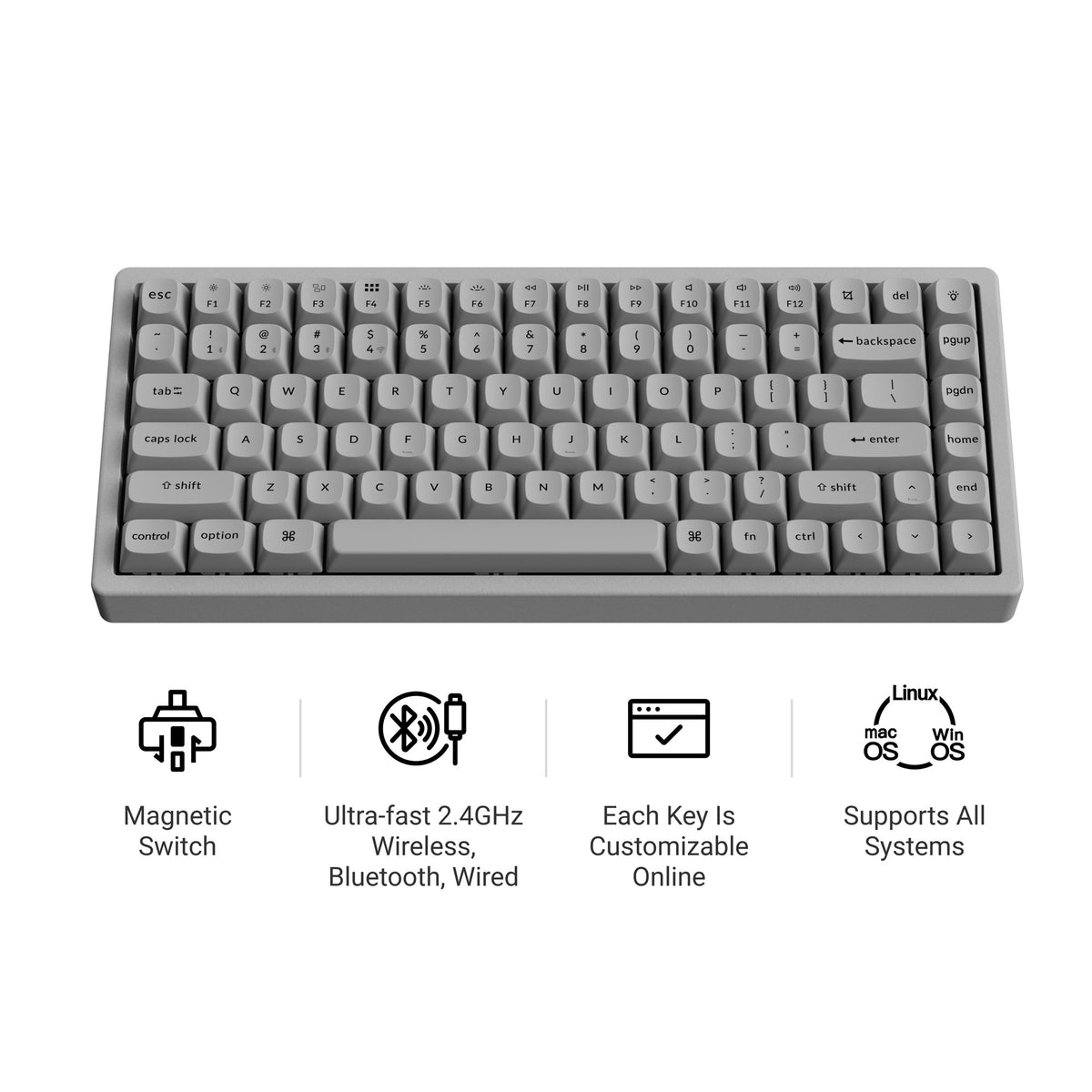 Keychron Keychron K2 HE Wireless Magnetic Switch Custom Keyboard - Concrete Edition