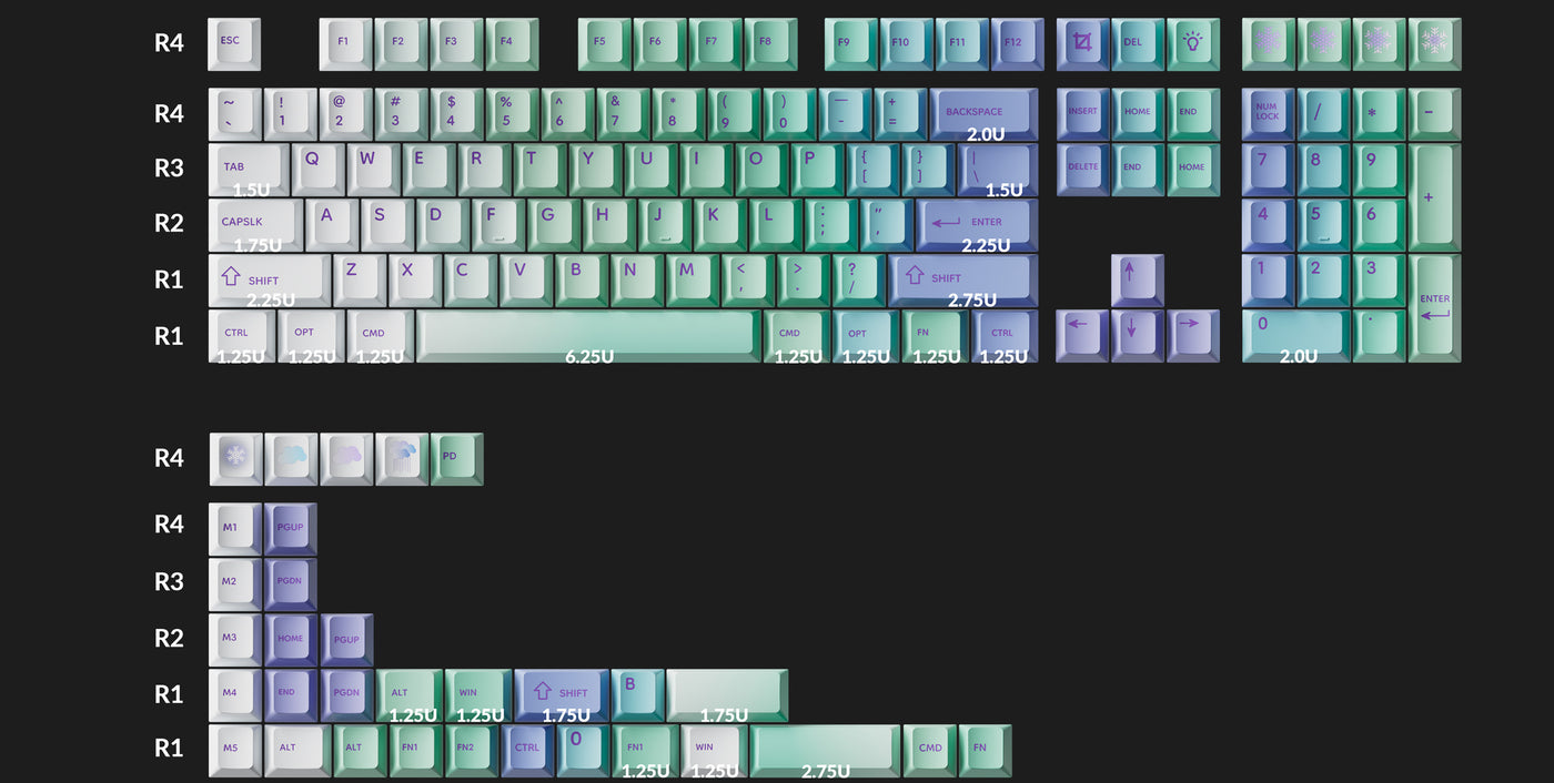 Cloud and Snow - Cherry Profile Dye-Sub PBT Full Keycap Set