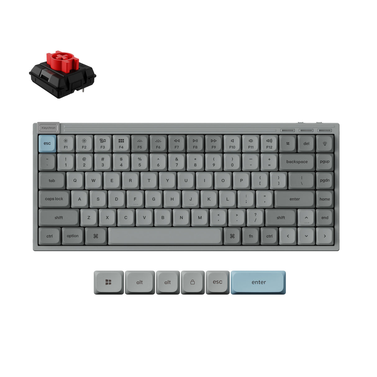 Keychron J9 Wireless Hot-swappable RGB Backlight Red Switch - Gray