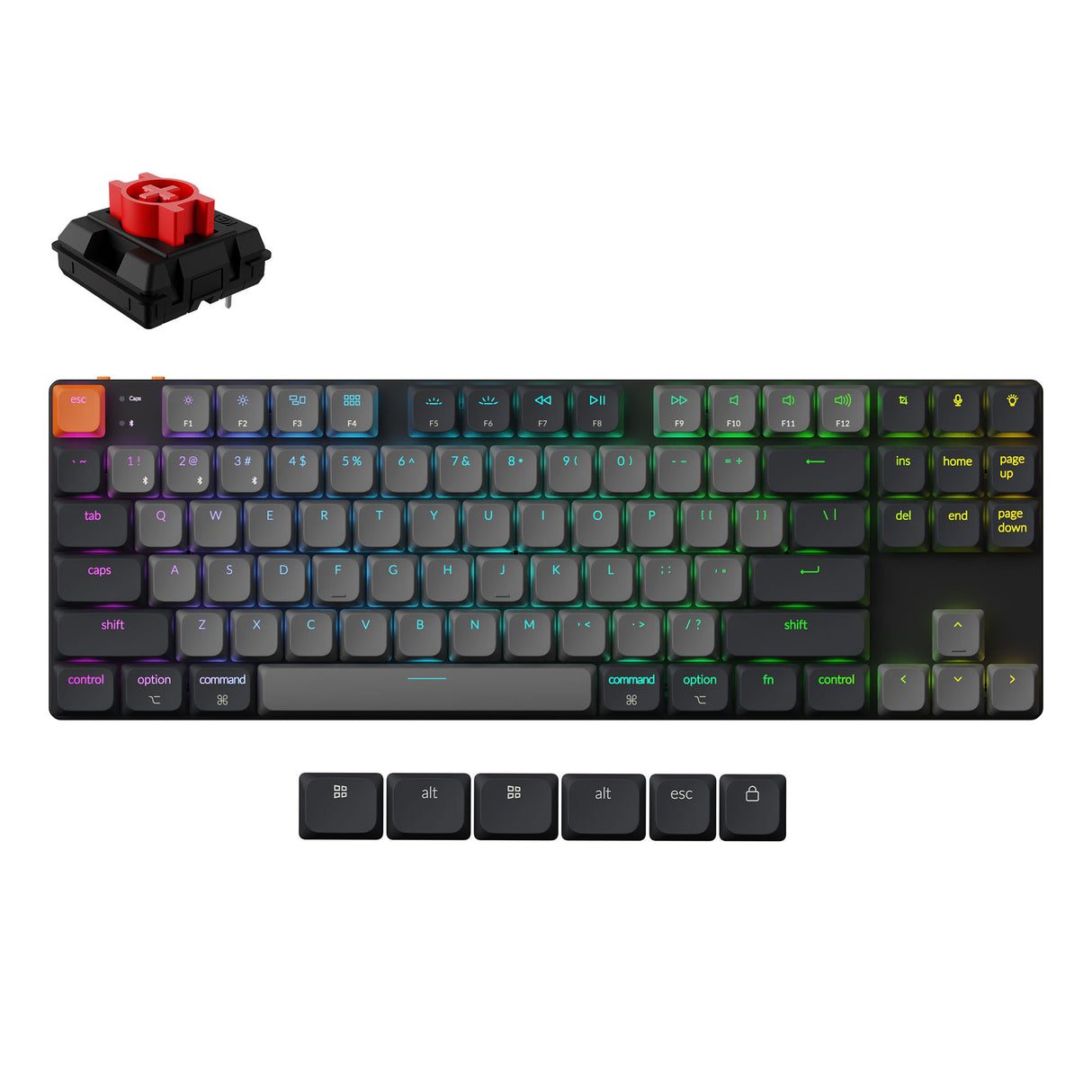 Keychron-K1-Version-6-Ultra-Slim-TKL-Layout-QMK-Wireless-Mechanical-Keyboard-Low-Profile-Red-Switch-RGB-Backlight