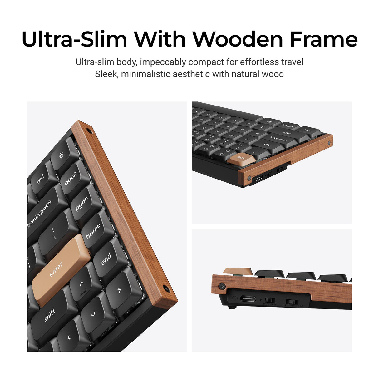 Keychron K3 HE Ultra-slim body with wooden frame