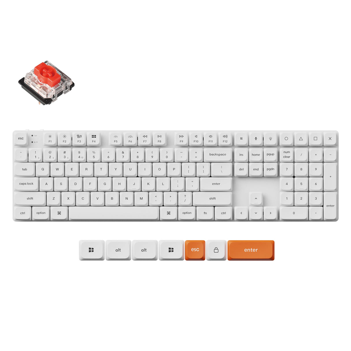 Keychron K5 Max QMK VIA ultra slim custom mechanical keyboard 100 percent full size layout for Mac Windows Linux low profile Gateron red