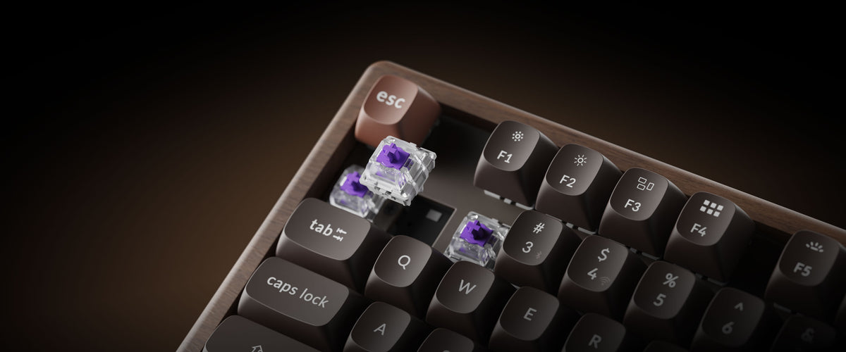 Hot-swappable magnetic switch on the K8 HE All-Wood Edition.