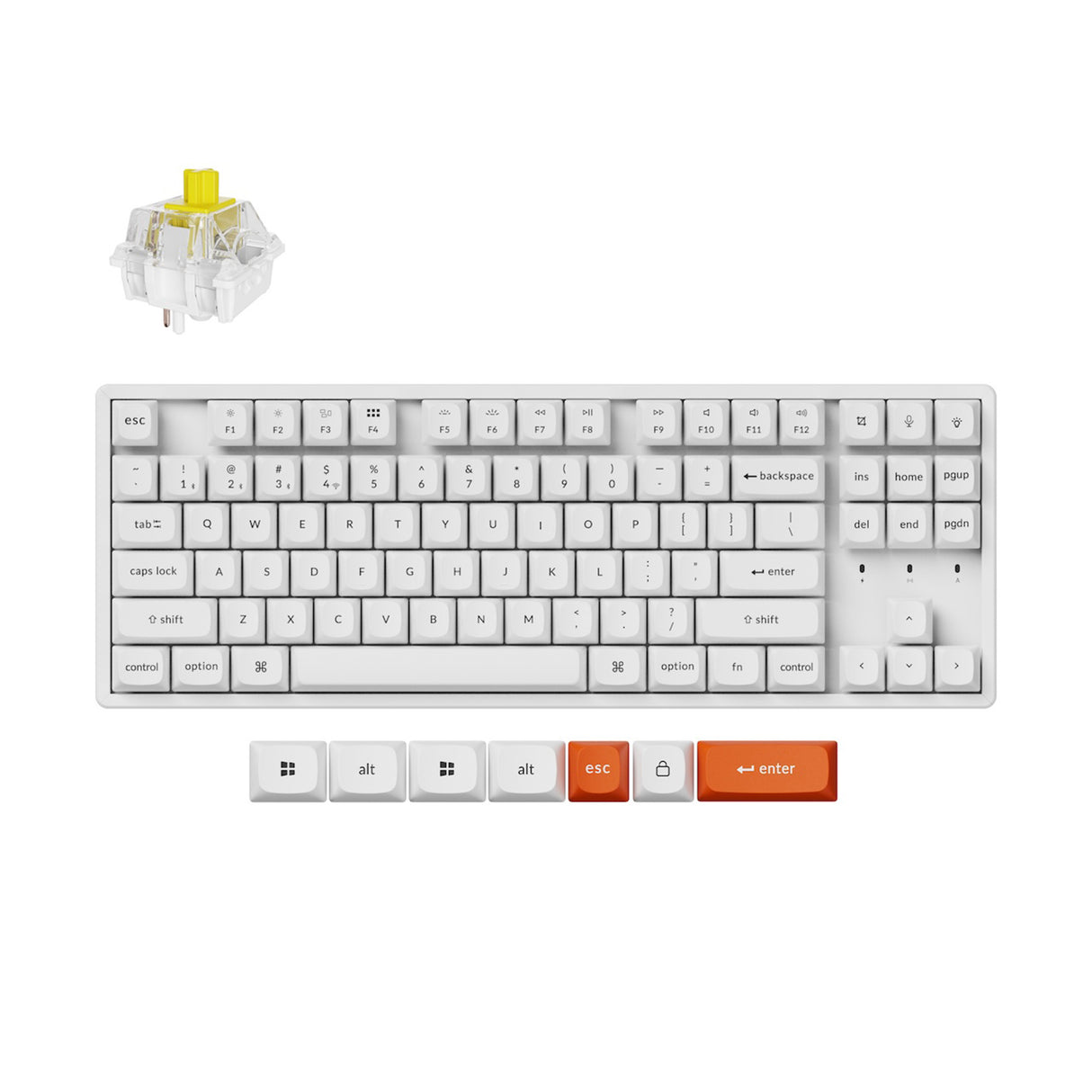 Keychron K8 Max QMK Wireless Custom Mechanical Keyboard Hot Swappable RGB Backlight Aluminum Frame TKL Layout Fully Assembled for Mac Windows Linux Keychron Super Banana-white version