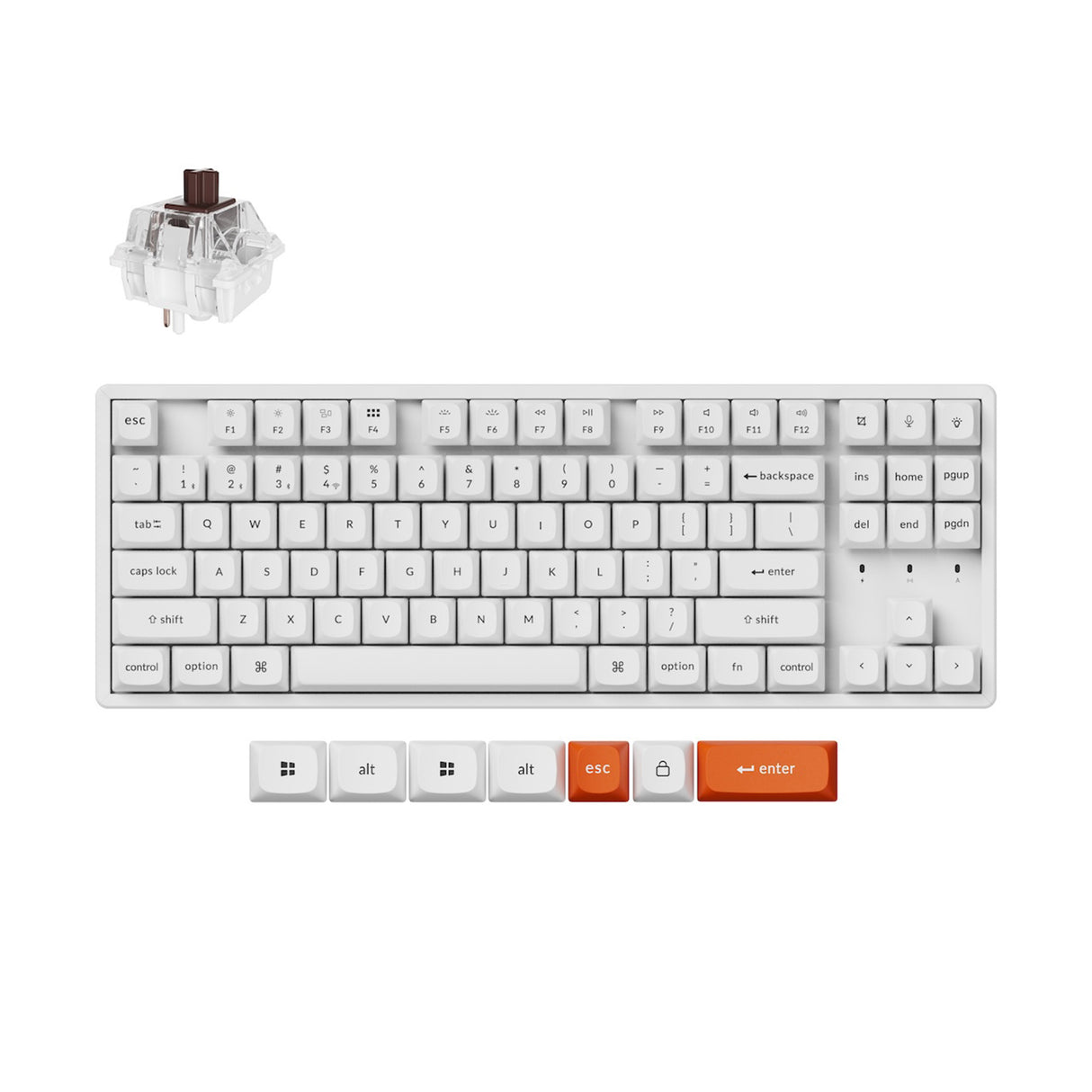Keychron K8 Max QMK Wireless Custom Mechanical Keyboard Hot Swappable RGB Backlight Aluminum Frame TKL Layout Fully Assembled for Mac Windows Linux Keychron Super Brown-white version