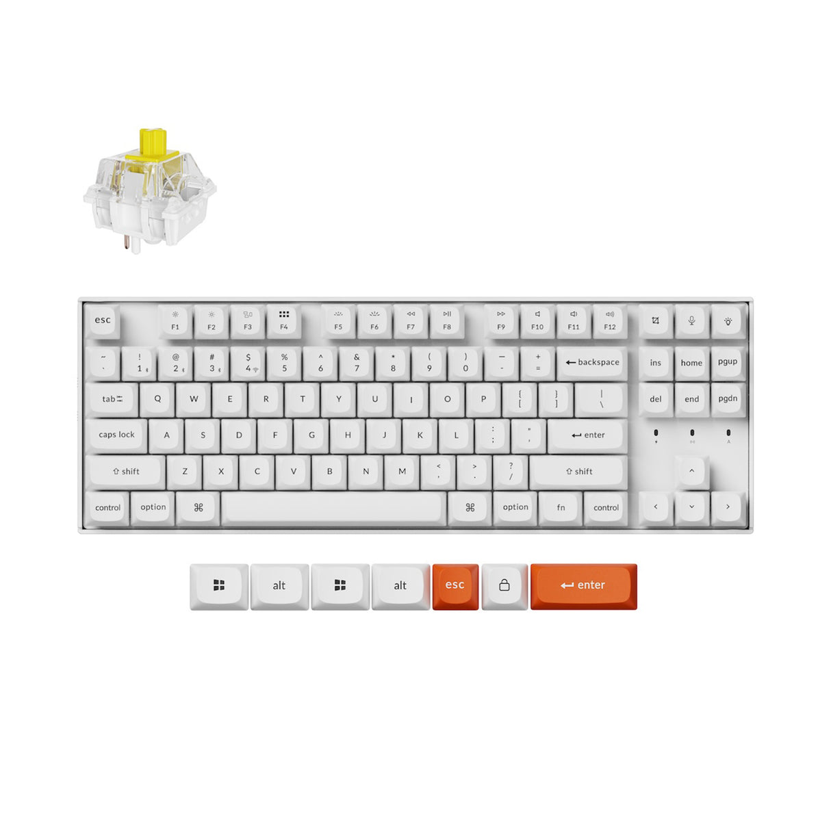 Keychron K8 Max QMK Wireless Custom Mechanical Keyboard White Backlight TKL Layout Fully Assembled for Mac Windows Linux Hot Swappable Keychron Super Banana-white version