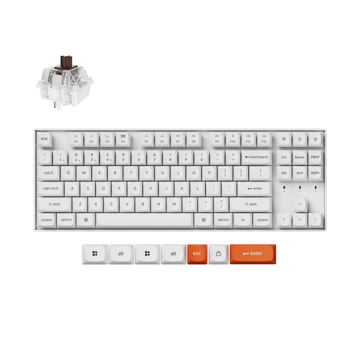 Keychron K8 Max QMK Wireless Custom Mechanical Keyboard White Backlight TKL Layout Fully Assembled for Mac Windows Linux Hot Swappable Keychron Super Brown-white version