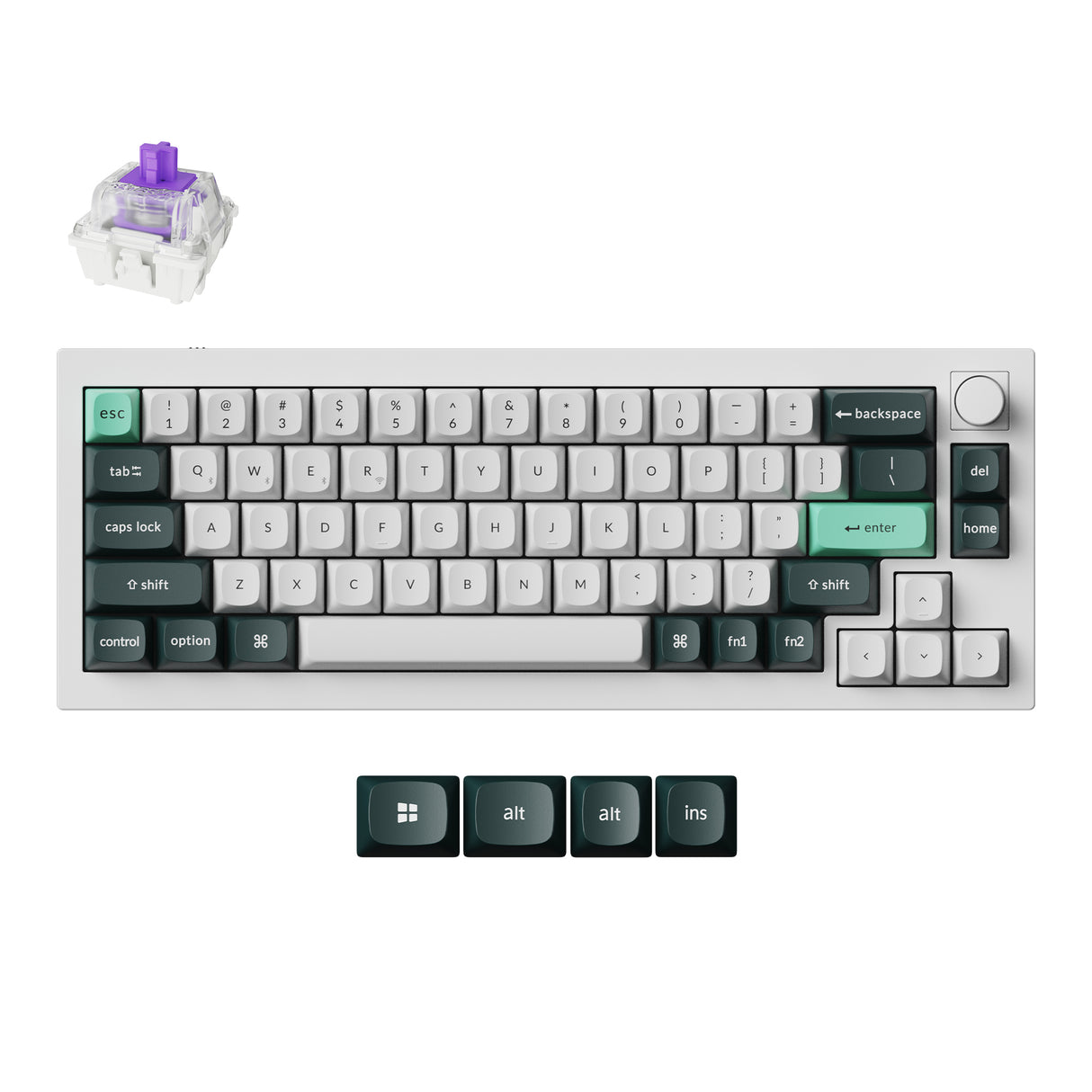 Keychron Q2 HE QMK Wireless Custom Keyboard Full Aluminum Shell White Frame Double Rail Magnetic Nebula Switch