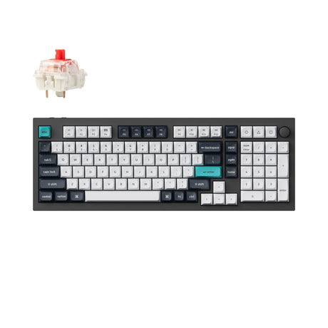 Keychron Q5 Max QMK/VIA Wireless Custom Mechanical Keyboard 96% Layout Aluminum Black Fully Assembled Knob for Mac Windows Linux Gateron Jupiter Red