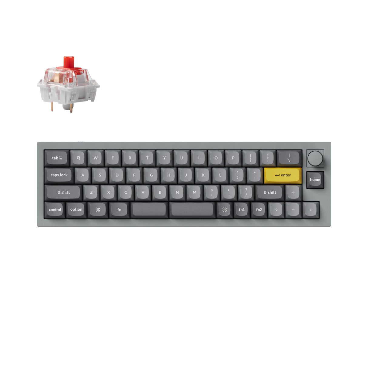 Keychron Q9 Plus QMK/VIA custom mechanical keyboard knob version 40 percent layout full aluminum body for Mac Windows Linux fully assembled grey frame with red switch