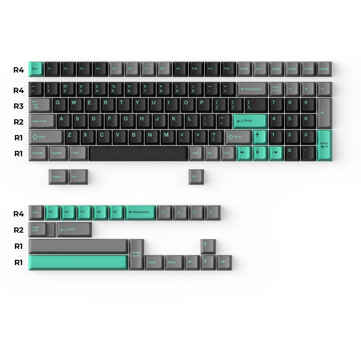 Keychron double shot PBT Cherry profile full set keycap set hacker for ANSI 96% and 75% and 65% layouts