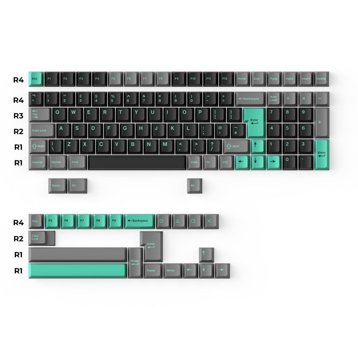 Keychron double shot PBT Cherry profile full set keycap set hacker for UK ISO 96% and 75% and 65% layouts