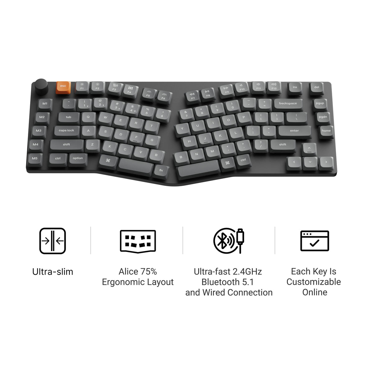 Keychron K15 Max (Alice Layout) QMK Wireless Custom Mechanical Keyboard