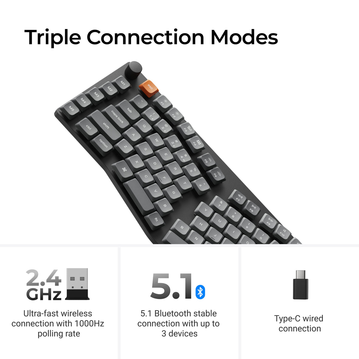 Keychron K15 Max (Alice Layout) QMK Wireless Custom Mechanical Keyboard