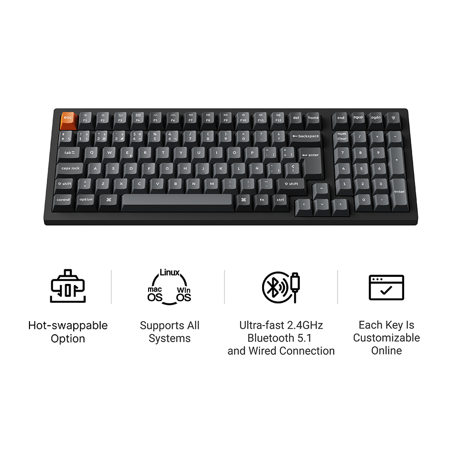 Keychron K4 Max QMK Wireless Mechanical Keyboard ISO Layout Collection Keychron K4 Max QMK Wireless Mechanical Keyboard ISO Layout Collection