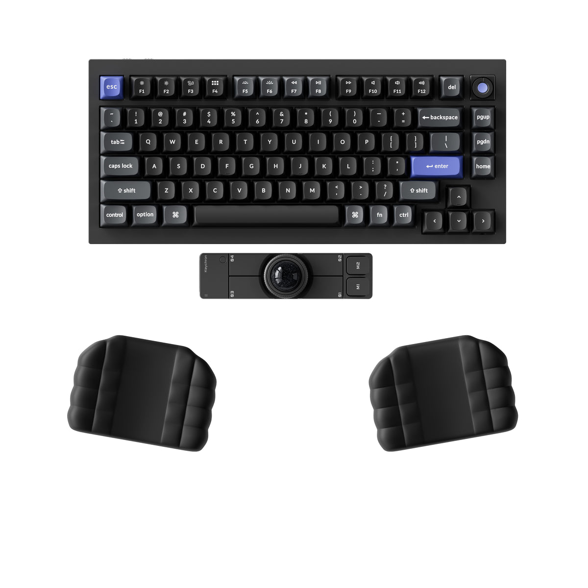 Keychron Nape Pro Dedicated Palm Rest in Black used beside a keyboard