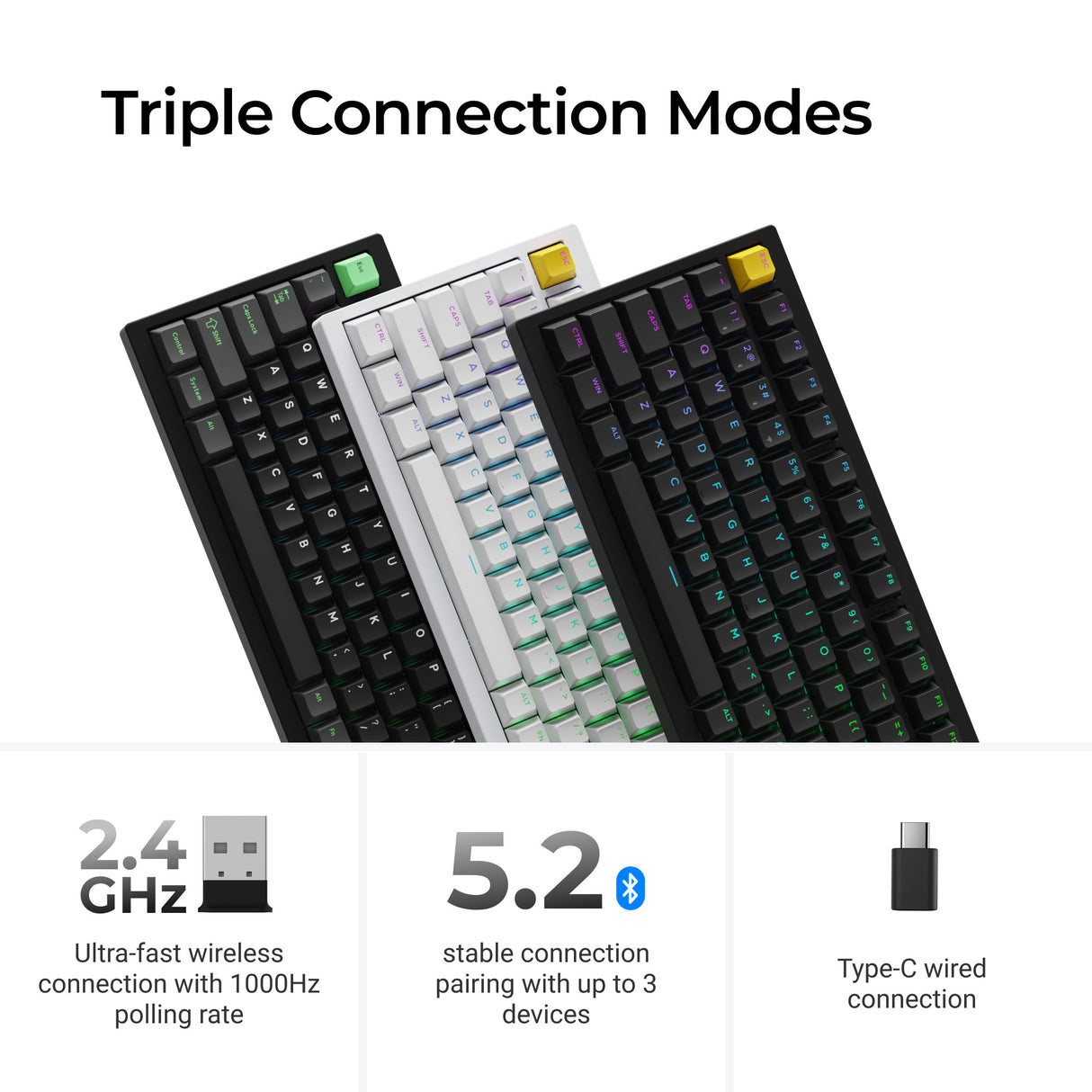 Lemokey P1 HE Triple Connection Modes
