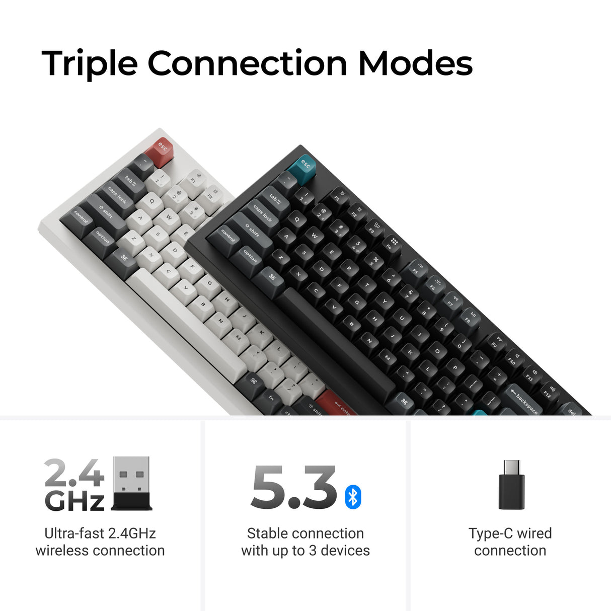 Keychron Q5_Ultra Wireless Hot Swappable Mechanical Keyboard Silk POM Switch-_Connection_mode