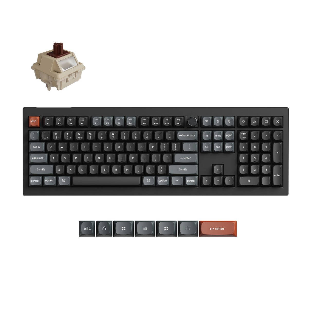 Keychron V6 Ultra 8K Wireless Hot-swappable RGB Backlight Brown Switch - Black