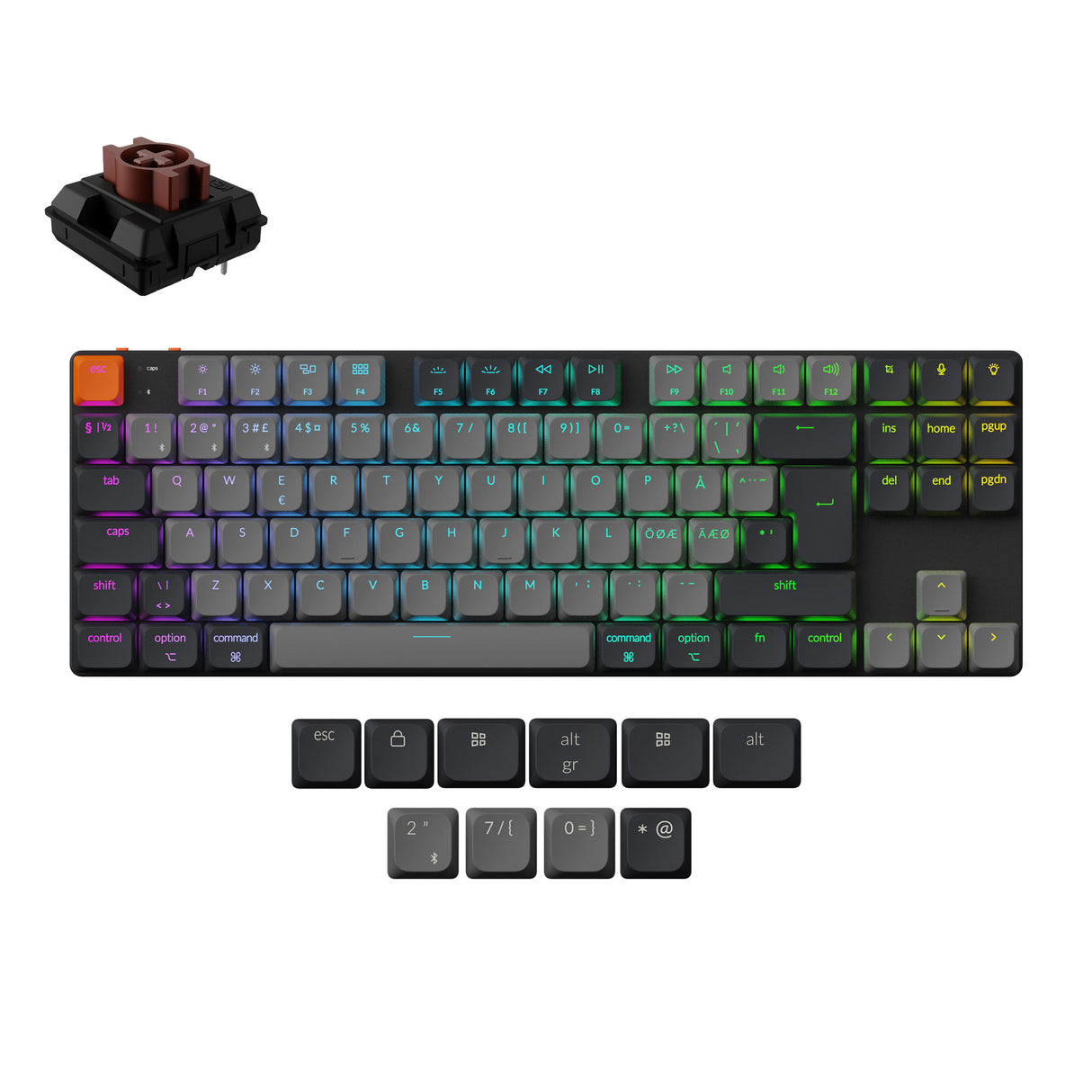 keychron-k1-qmk-wireless-mechanical-keyboard-version-6-switch-brown-ISO-Nordic-layout