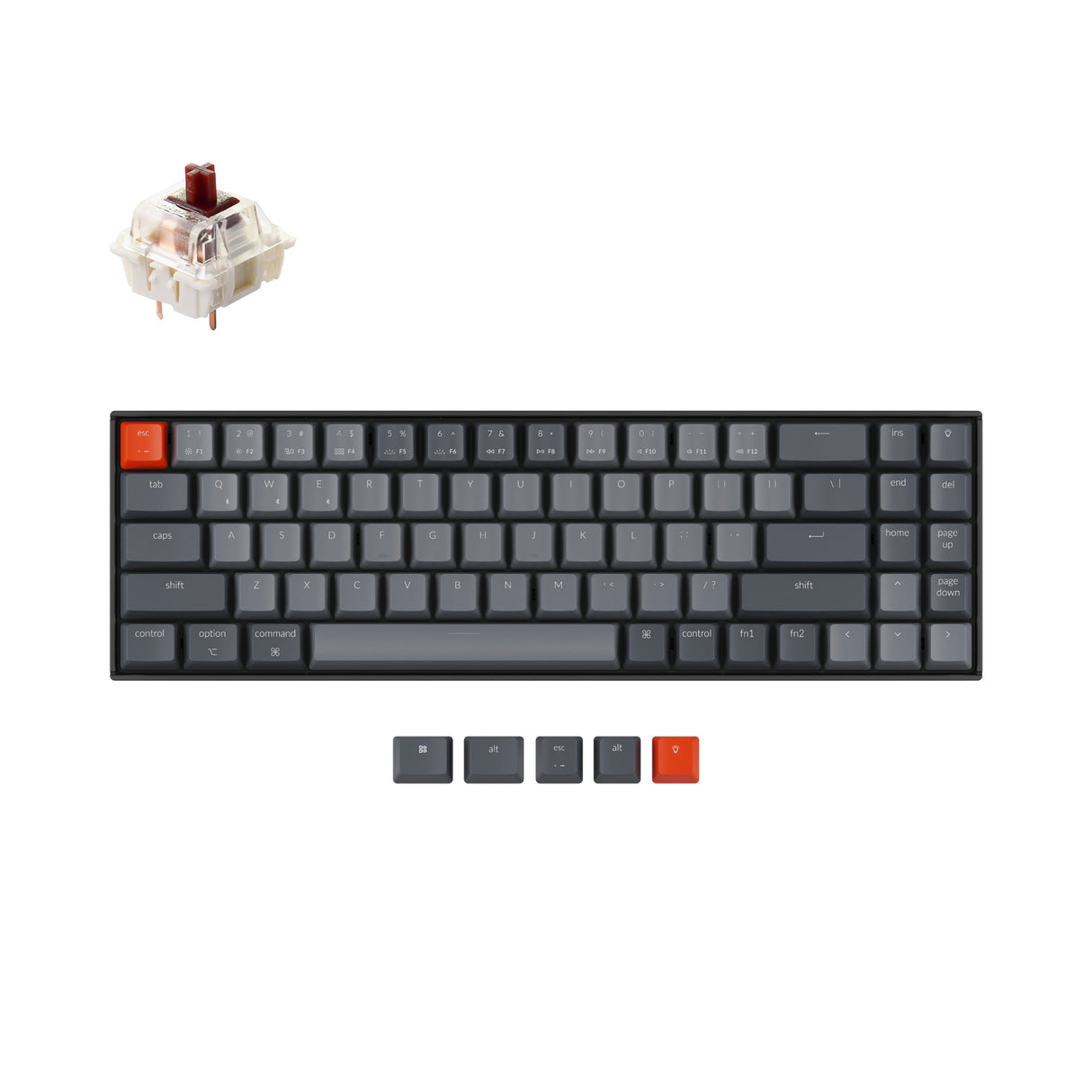 Keychron K14 70 percent layout wireless mechanical keyboard for Mac Windows with hot-swappable Gateron mechanical brown switches compatible with Cherry Kailh and Panda switches