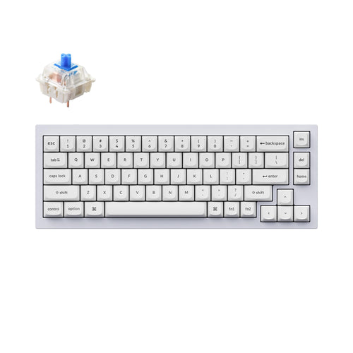 Keychron Q2 QMK VIA custom mechanical keyboard 65 percent layout full aluminum black frame for Mac Windows iOS RGB backlight with hot swappable Gateron G Pro switch blue shell white