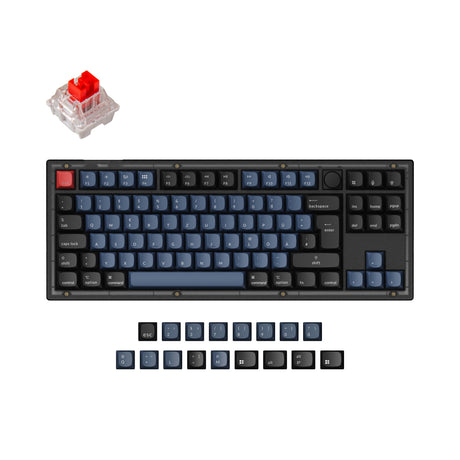 Keychron V3 QMK VIA custom mechanical keyboard 80 percent layout frosted black knob Mac Windows Linux hot-swappable Keychron K Pro switch red ISO German layout