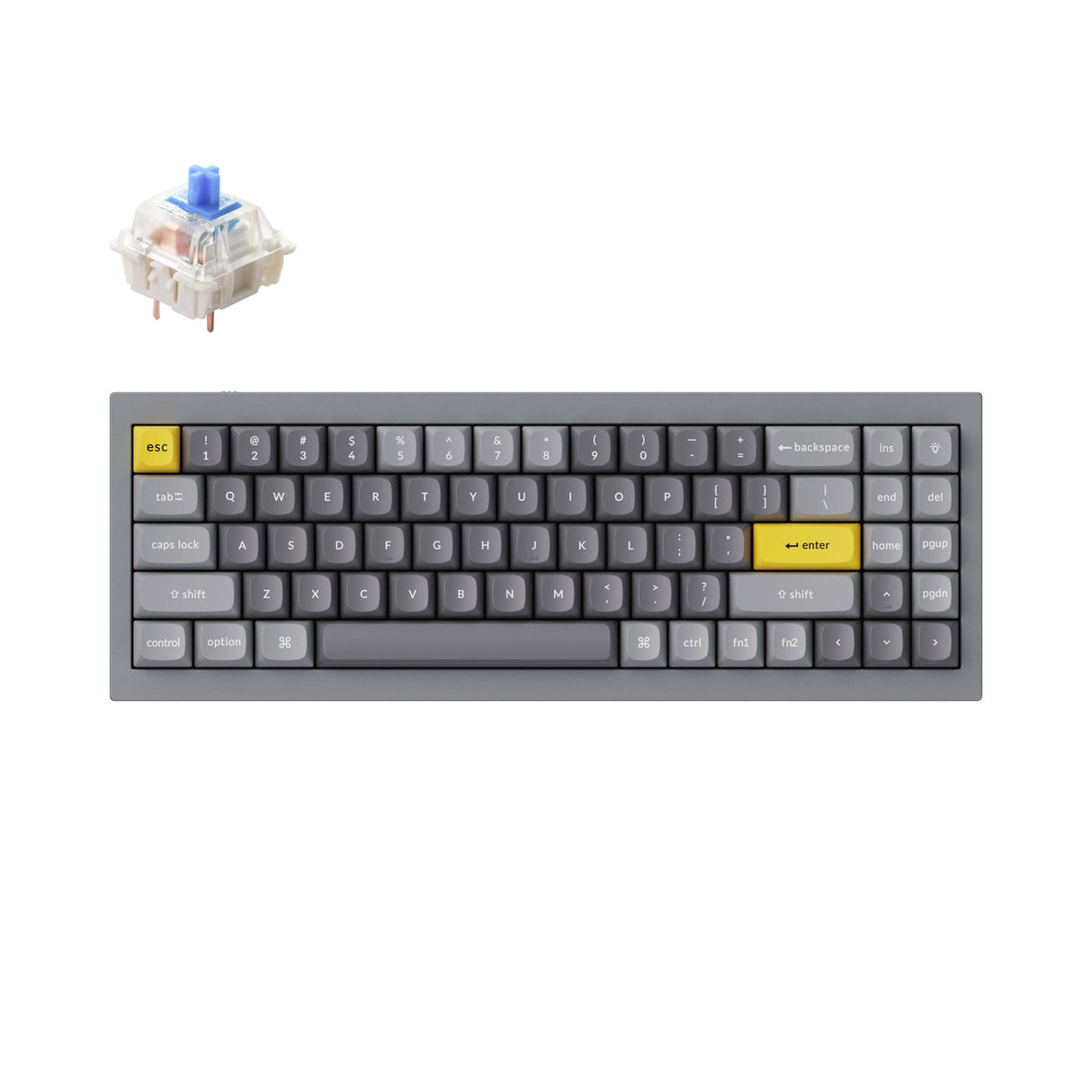 Keychron Q7 QMK/VIA custom mechanical keyboard 70 percent layout full aluminum for Mac Windows Linux fully assembled grey frame with Gateron G Pro switch blue