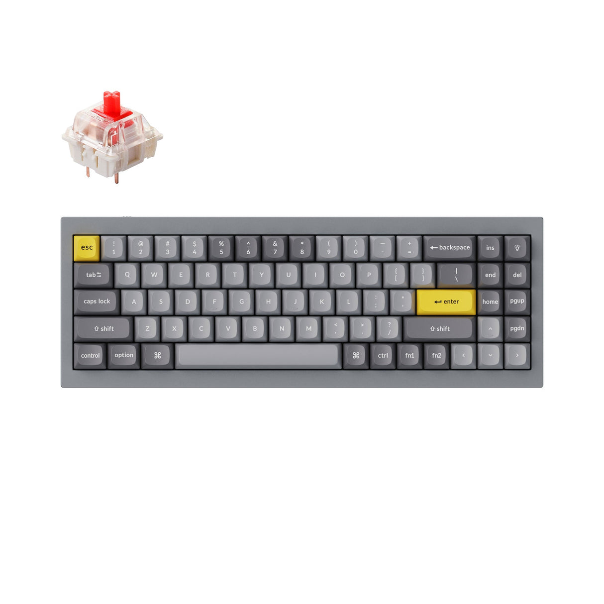 Keychron Q7 QMK/VIA custom mechanical keyboard 70 percent layout full aluminum for Mac Windows Linux fully assembled grey frame with Gateron G Pro switch red