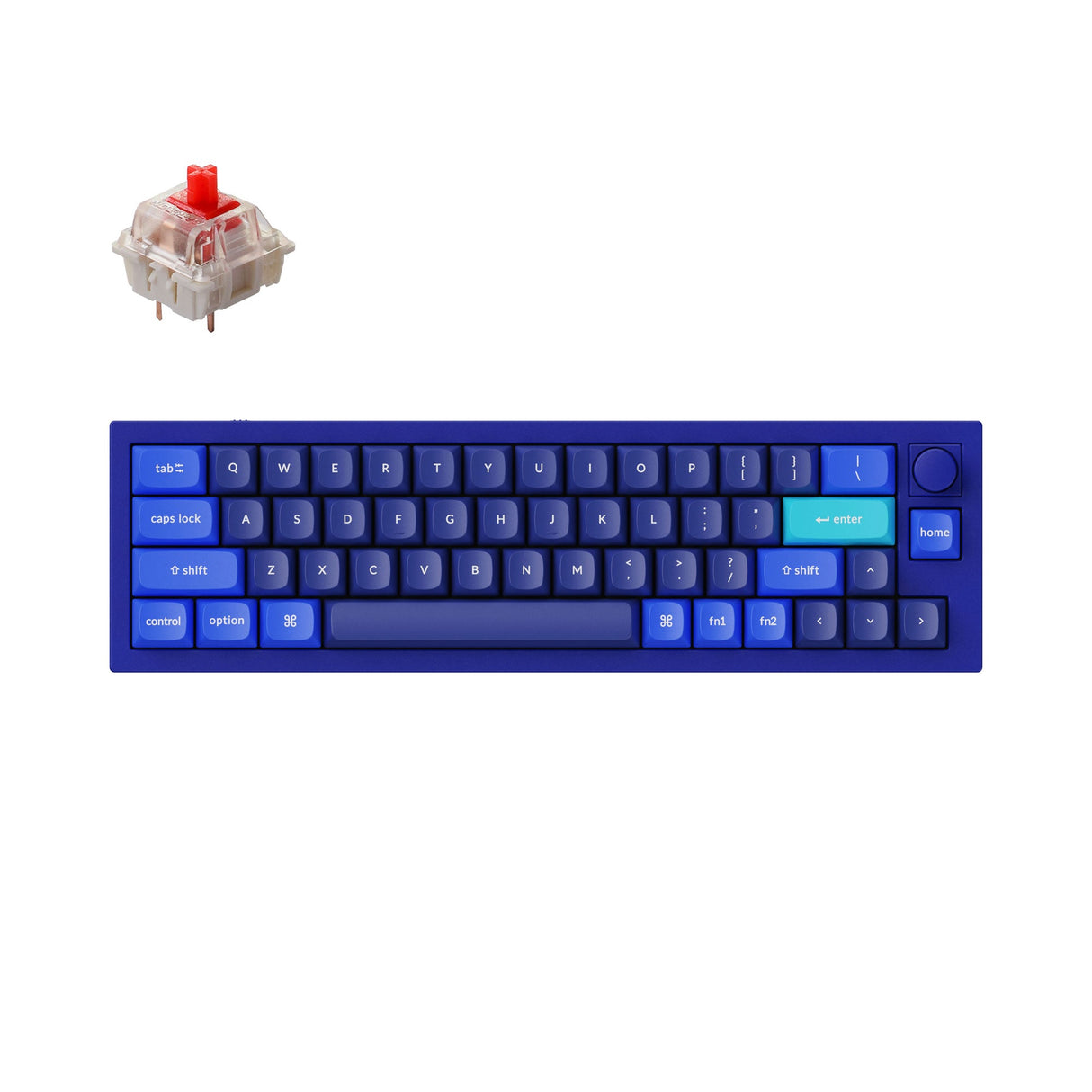 Keychron Q9 QMK/VIA custom mechanical keyboard knob version 40 percent layout full aluminum body for Mac Windows Linux fully assembled blue frame B with Gateron G Pro switch red