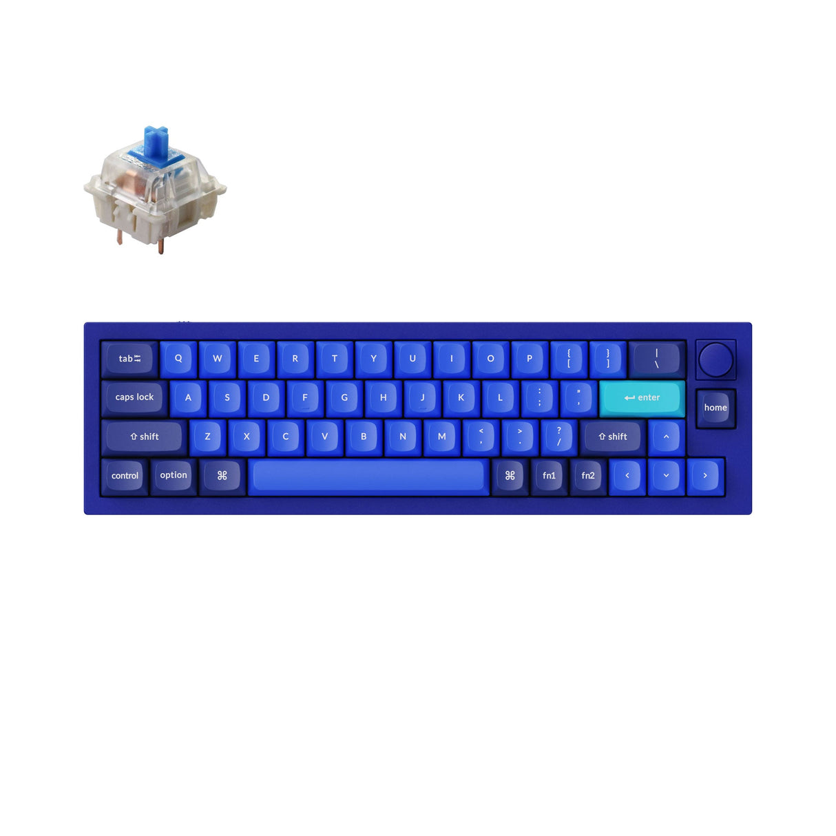 Keychron Q9 QMK/VIA custom mechanical keyboard knob version 40 percent layout full aluminum body for Mac Windows Linux fully assembled blue frame with Gateron G Pro switch blue