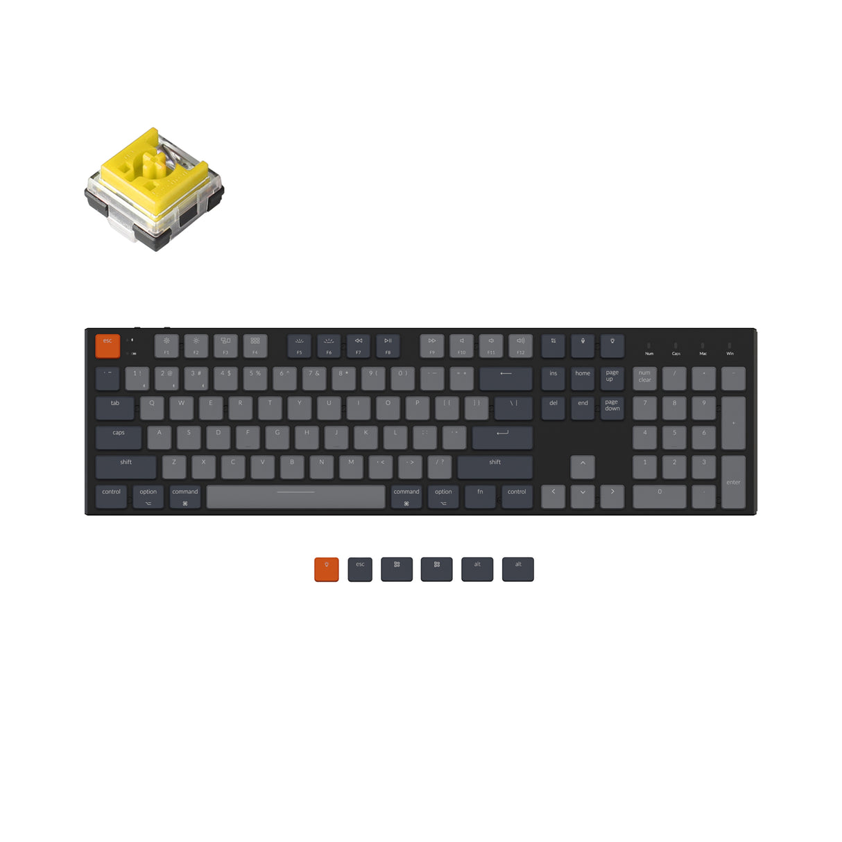 keychron k5 wired wireless low profile mechanical keyboard rgb backlight gateron optical switch banana mac and windows