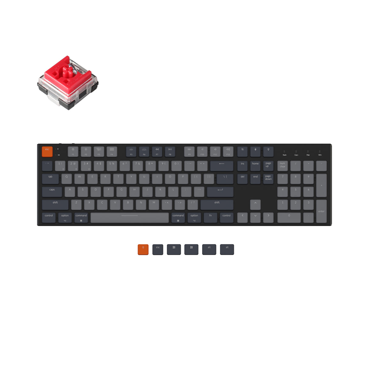 keychron k5 wired wireless low profile mechanical keyboard rgb backlight gateron optical switch red mac and windows