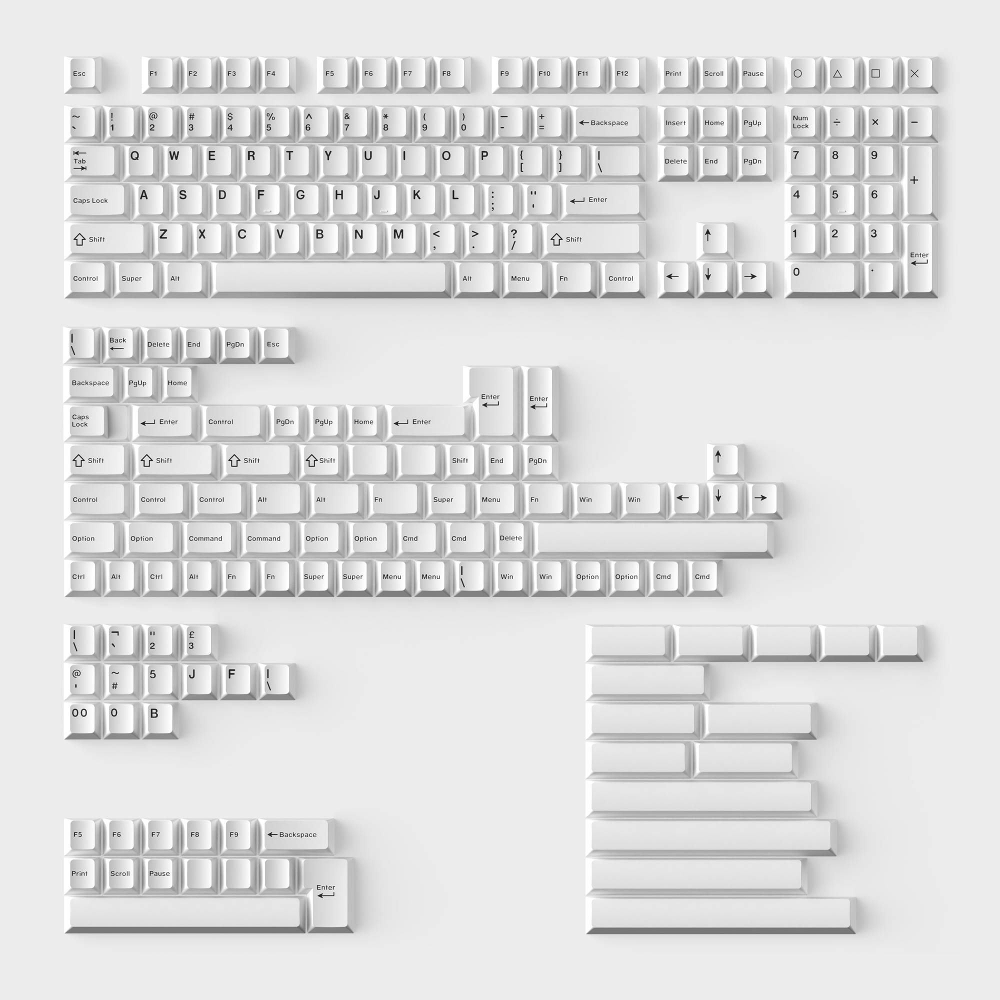 Cherry Profile Double-Shot PBT Keycaps Full Set Black on White Bow