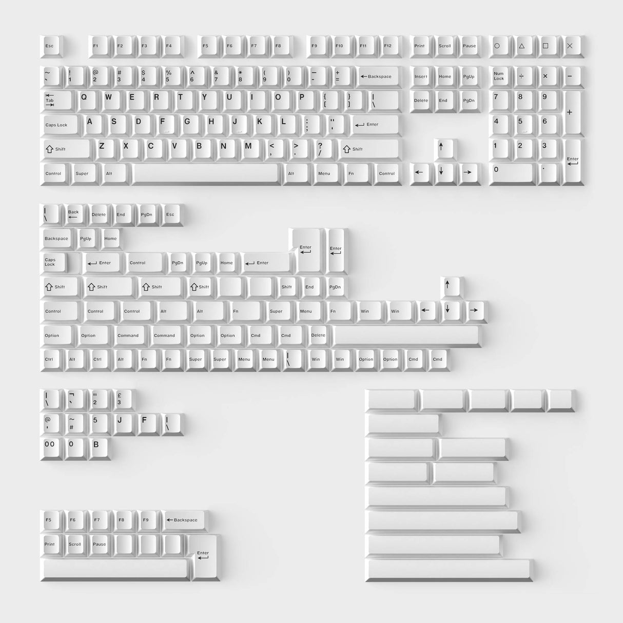 Cherry Profile Double-Shot PBT Keycaps Full Set Black on White Bow