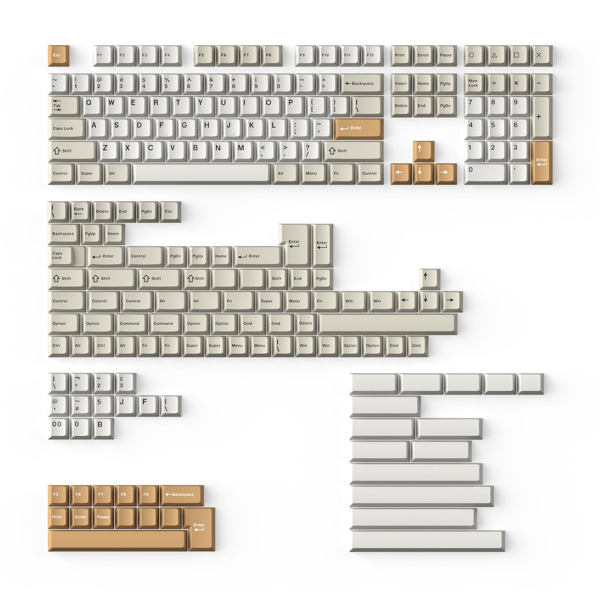 Cherry Profile Double-Shot PBT Full Set Keycaps-Camel-1