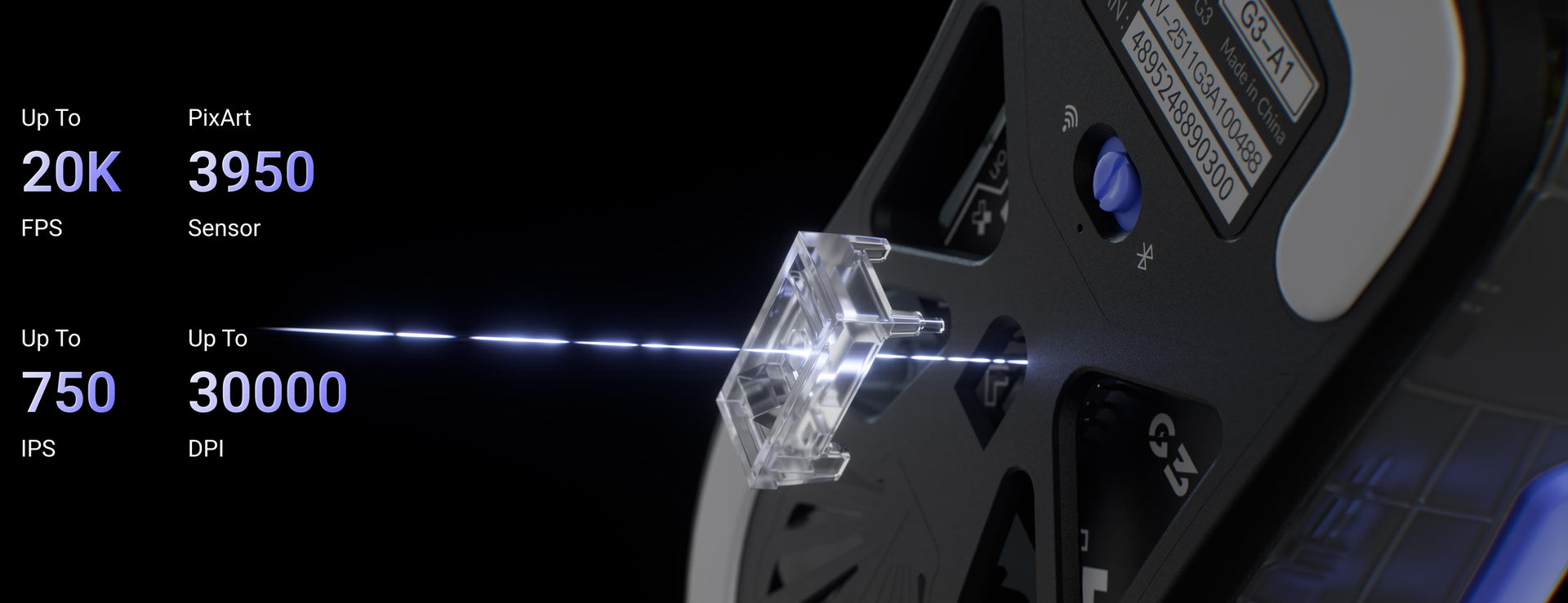 Sensor PixArt 3950 — 20K FPS, 750 IPS, 30000 DPI