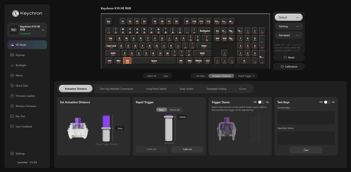 Modo HE no Keychron Launcher