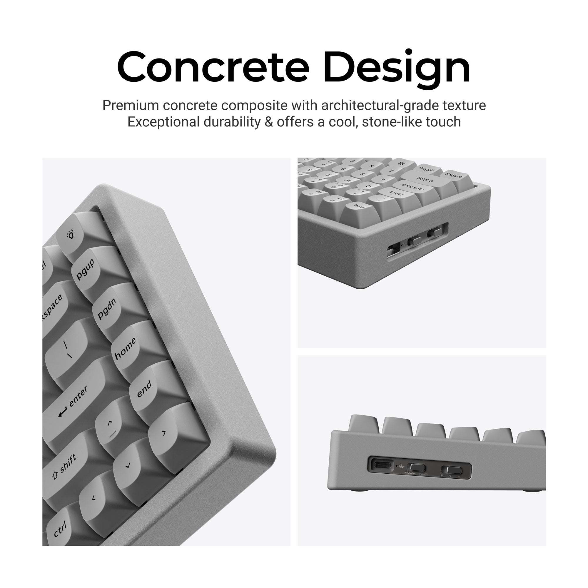 Keychron K2 HE Wireless Magnetic Switch Custom Keyboard - Concrete Edition keyboard image