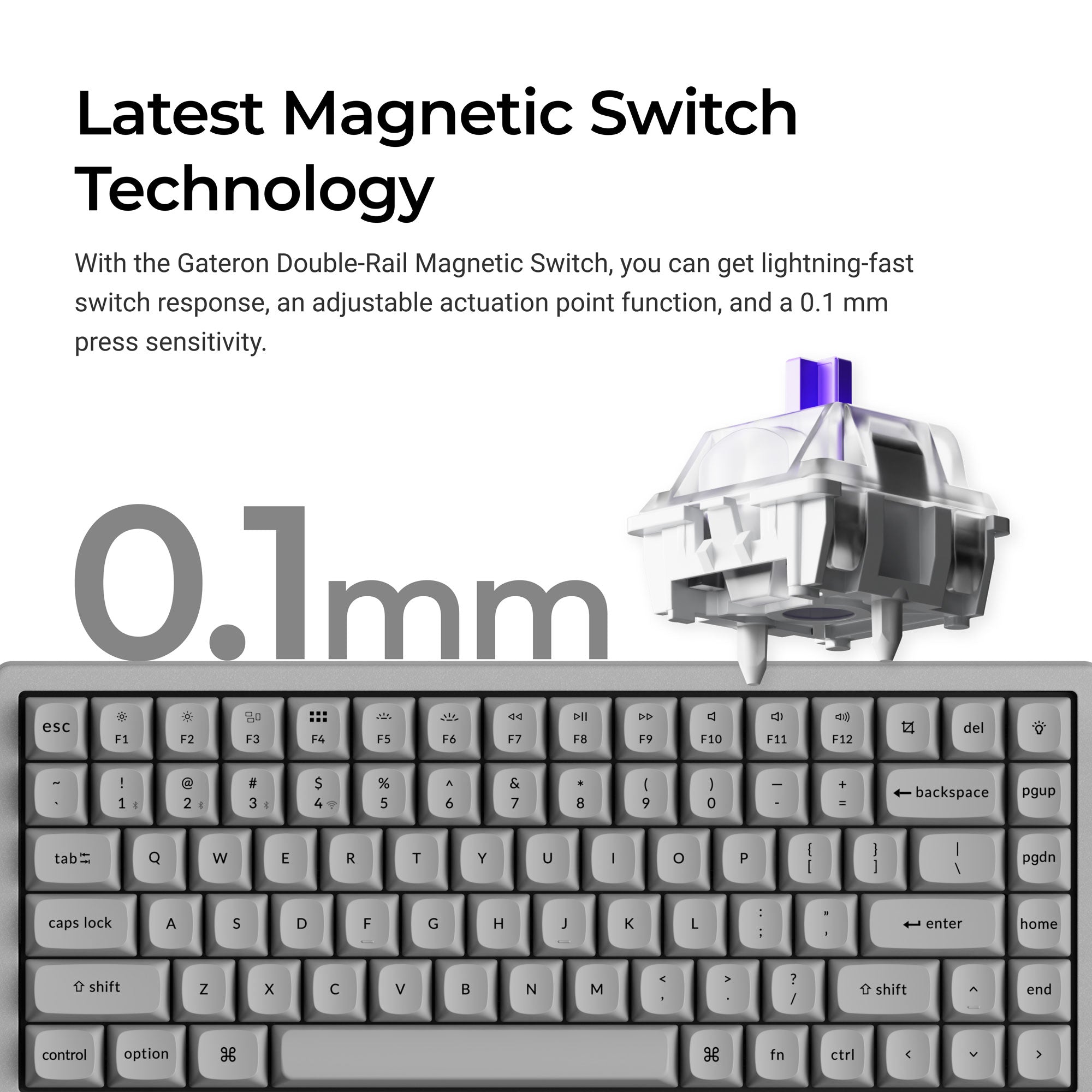 Keychron K2 HE Wireless Magnetic Switch Custom Keyboard - Concrete Edition keyboard image