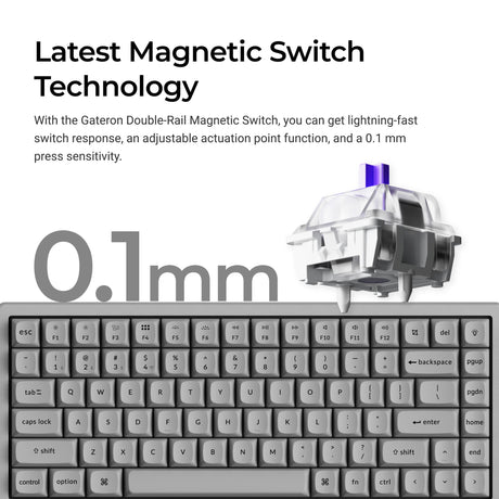 Keychron K2 HE Wireless Magnetic Switch Custom Keyboard - Concrete Edition Magnetic Switch