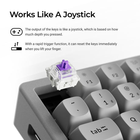 Keychron K2 HE Wireless Magnetic Switch Custom Keyboard - Concrete Edition Switch Features