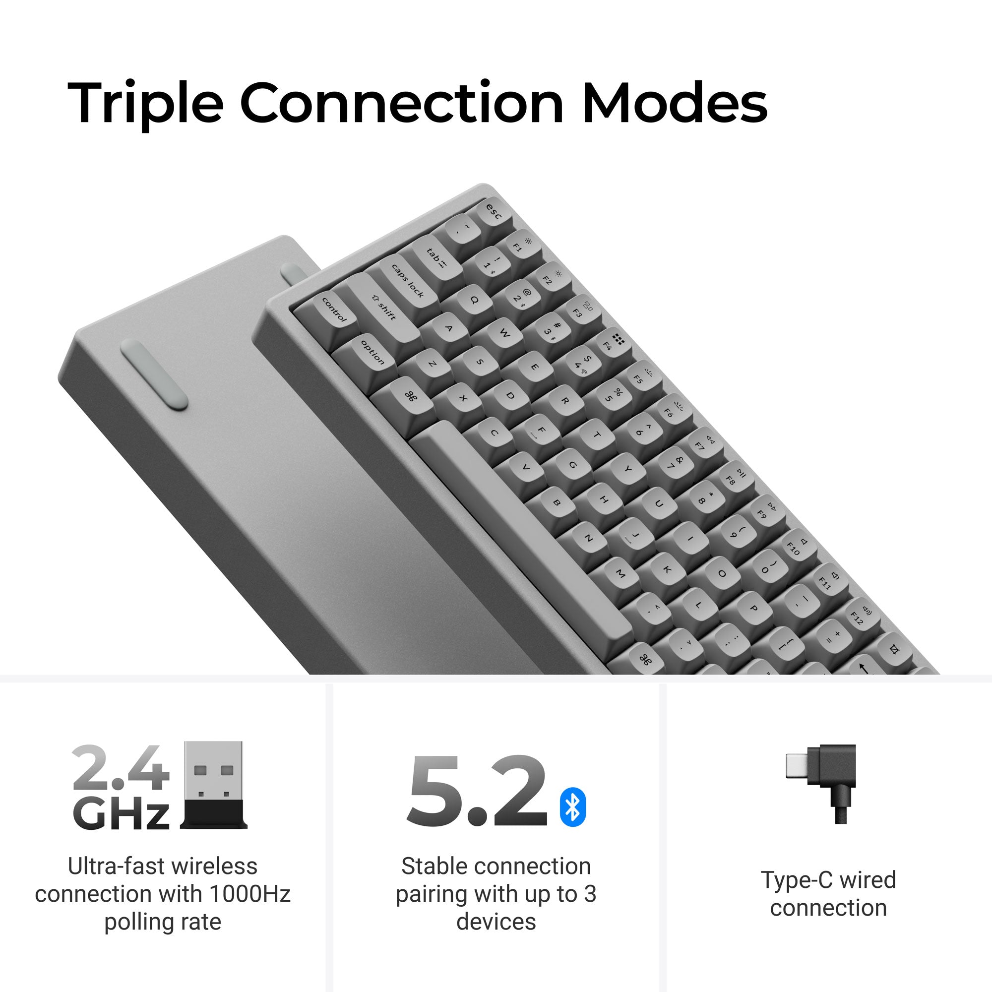 Keychron K2 HE Wireless Magnetic Switch Custom Keyboard - Concrete Edition keyboard image