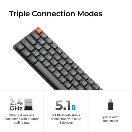 Keychron K7 Max QMK/VIA Wireless Custom Mechanical Keyboard Triple Connection Modes
