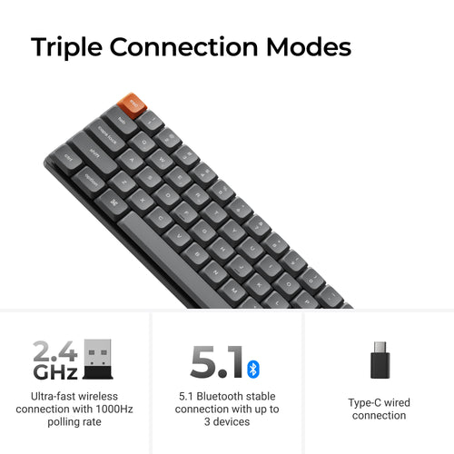 Keychron K7 Max QMK/VIA Wireless Custom Mechanical Keyboard Triple Connection Modes