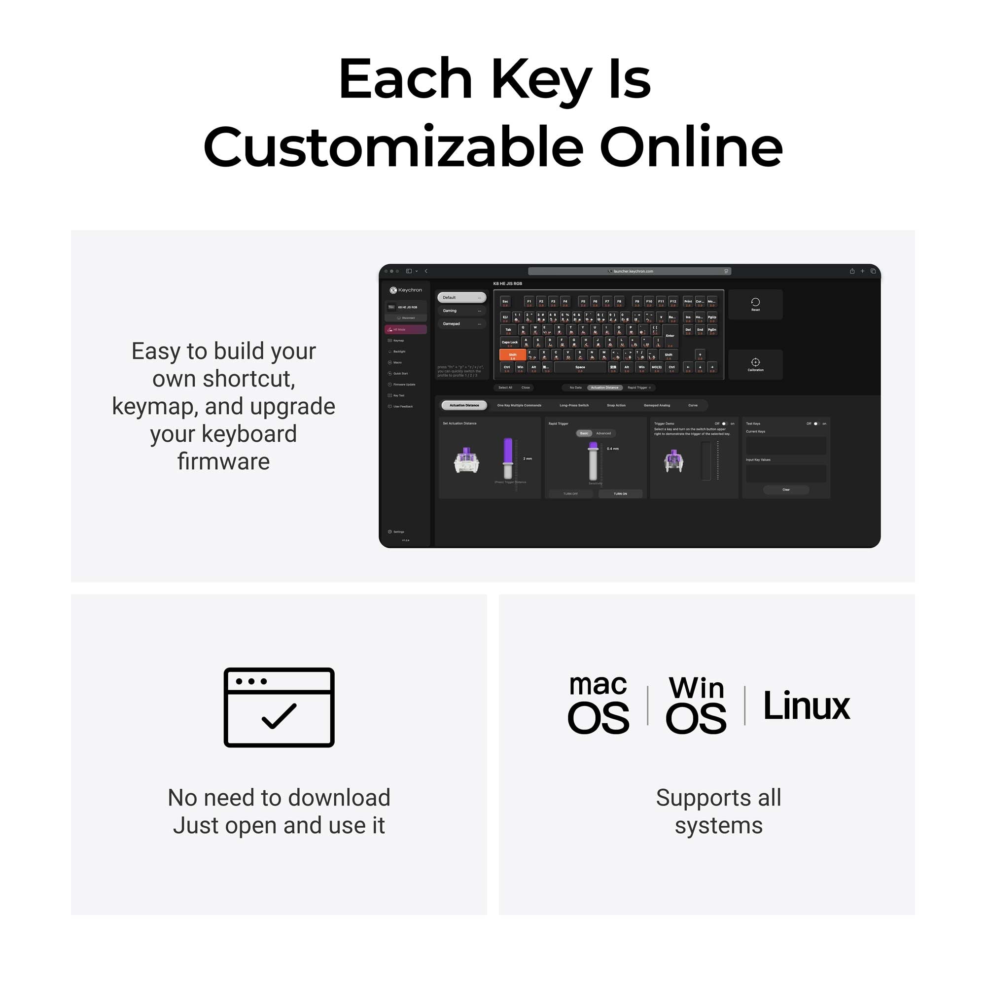 Keychron K8 HE Wireless Magnetic Switch Custom Keyboard (Japan JIS Layout) keyboard image