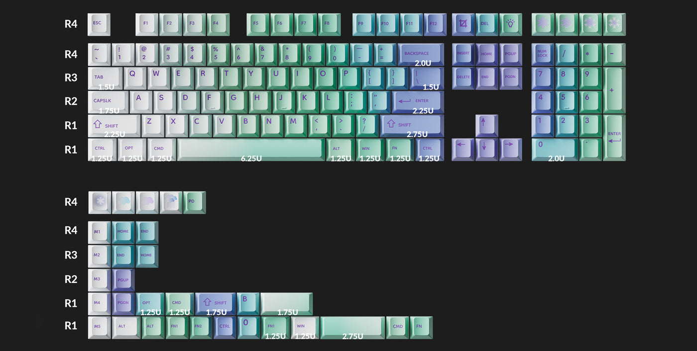 Cloud and Snow - Cherry Profile Dye-Sub PBT Full Keycap Set