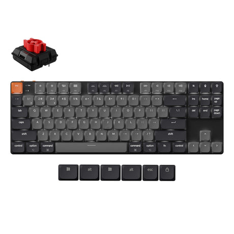Keychron K1 Version 6 Ultra Slim Wireless Mechanical Keyboard Low Profile Red Switch WIth White Backlight