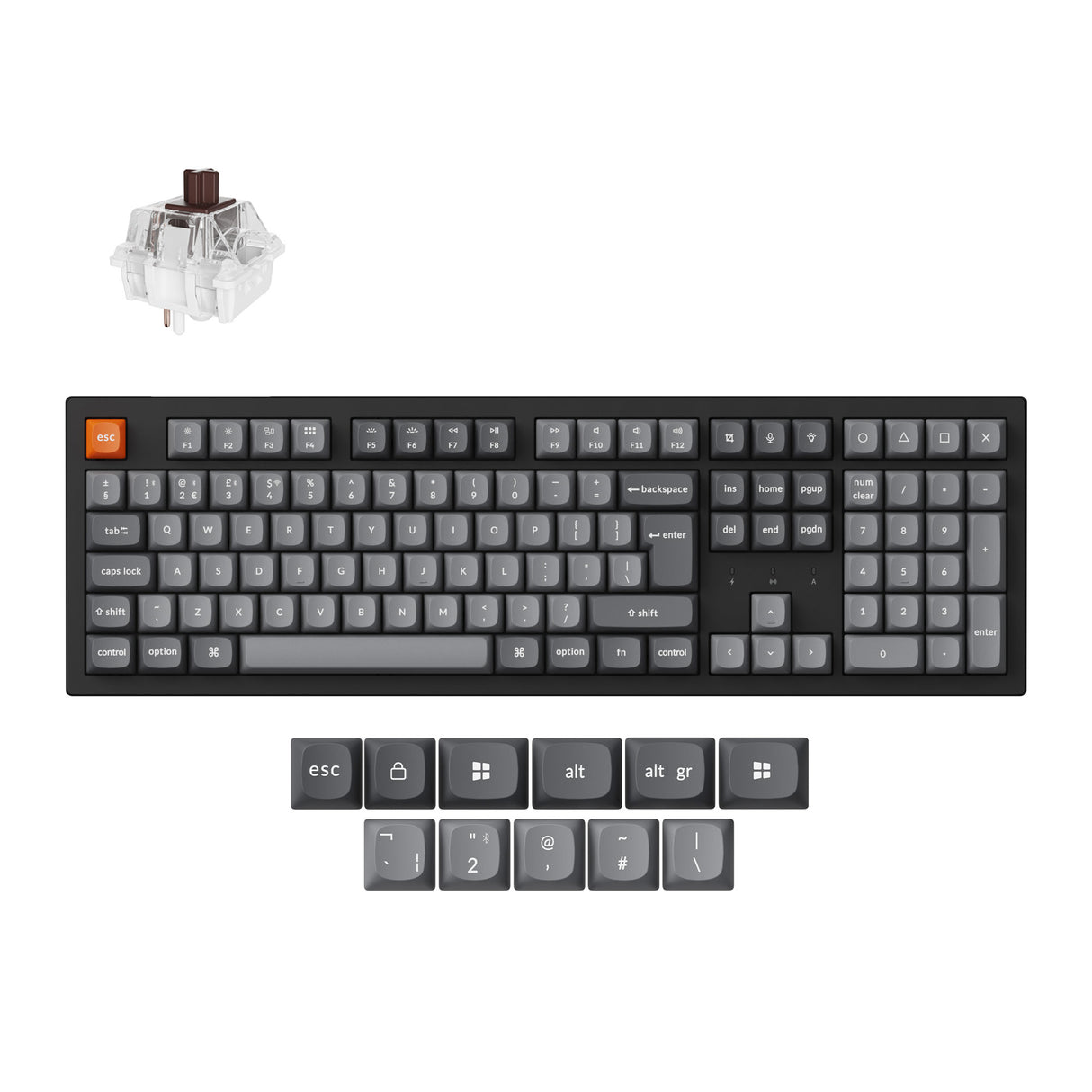 Keychron K10 Max QMK Wireless Custom Mechanical Keyboard RGB Backlight 100percent Layout Fully Assembled Hot Swappable Keychron Super Brown ISO UK Layout