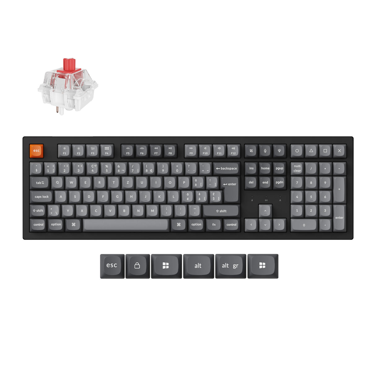 Keychron K10 Max QMK Wireless Custom Mechanical Keyboard RGB Backlight 100percent Layout Fully Assembled Hot Swappable Keychron Super Red ISO Swiss Layout